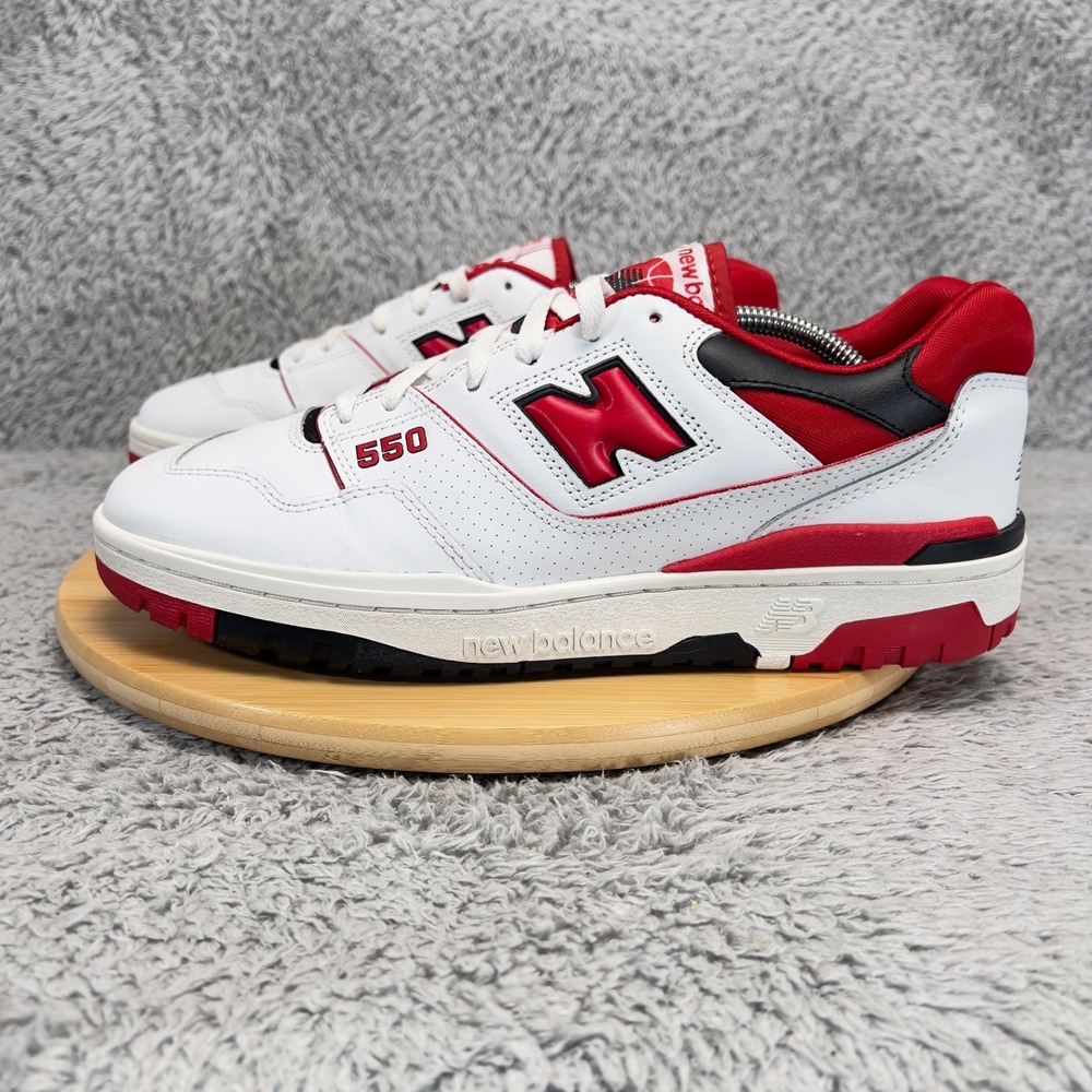 New Balance 550 Mens 11.5 White Red Black Retro Basketball Shoes BB550SE1